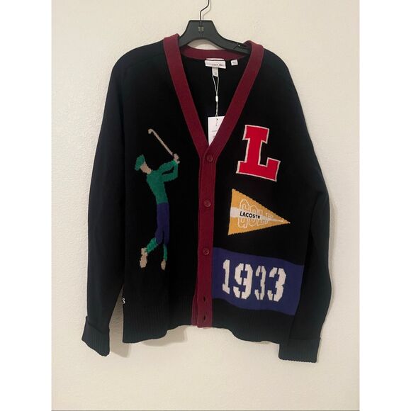 Lacoste Unisex Golfer Motif Cardigan NEW NWT - Picture 2 of 6